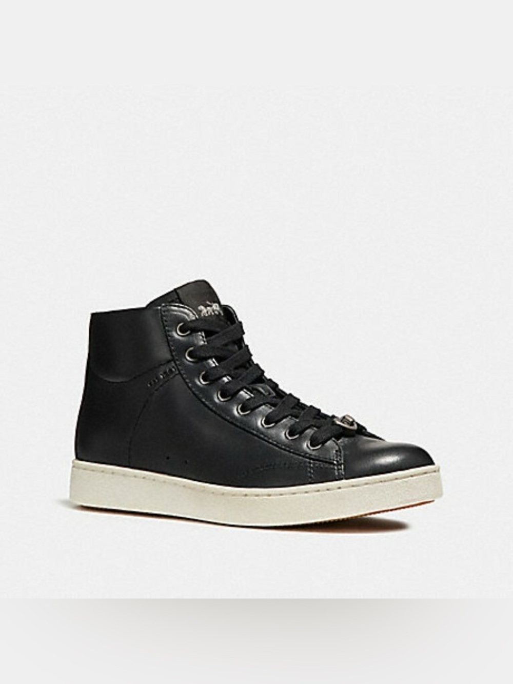 Coach‎ Wmns Black Leather High-Top Sneaker with White Sole size 7